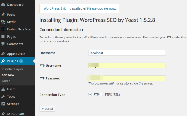 wordpress ftp